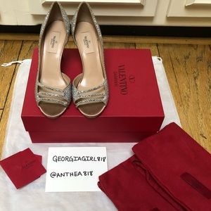 New Valentino Swarovski Crystal D’Orsay Heels 37 7